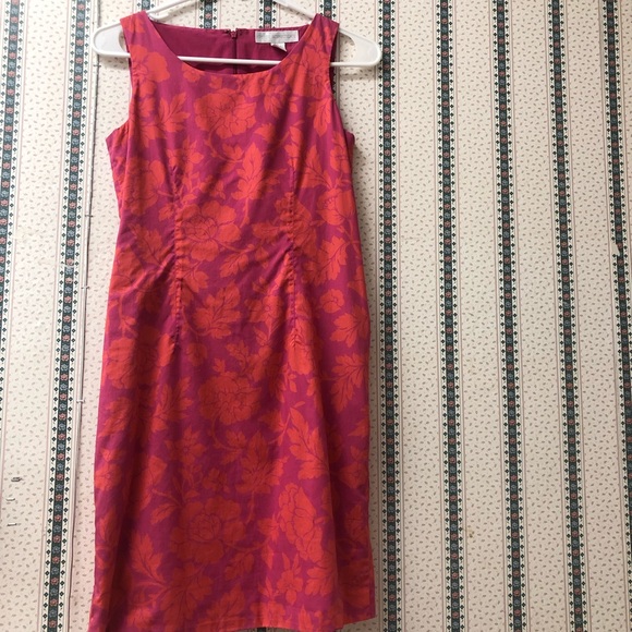 Pink & Orange Floral Petite Sophisticate Business Casual Dress - Picture 3 of 8